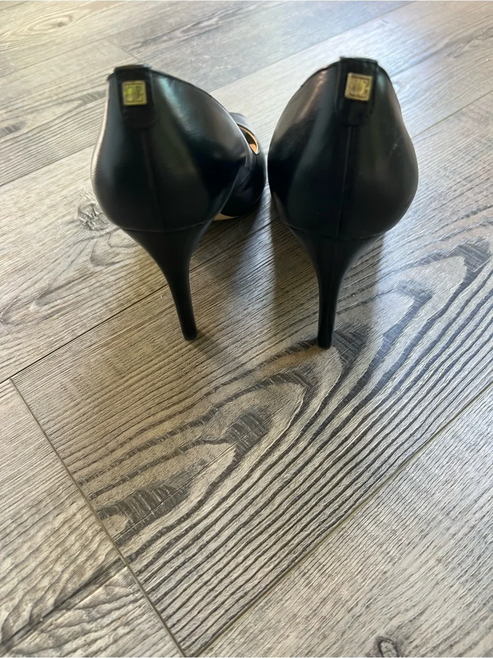 Ivanka Trump Black Open-Toe Leather Heels